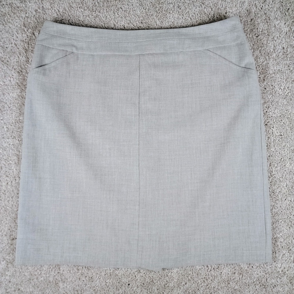 Worthington Petite Pencil Skirt Womens 12P Gray Career Office Stretch Lined